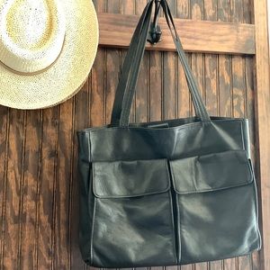 Clava Black Genuine Leather Tote